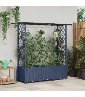 vidaXL Raised Bed with Trellis and Roof Grey 162.5 x 40 x 13 — Size: 162.5 x 40 x 138 cm, Model: with flat roof (2 side trellis)
