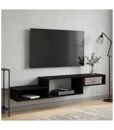 vidaXL Wall-mounted TV Cabinet Wall-Mounted Black Oak 150 x 28 x 26 cm