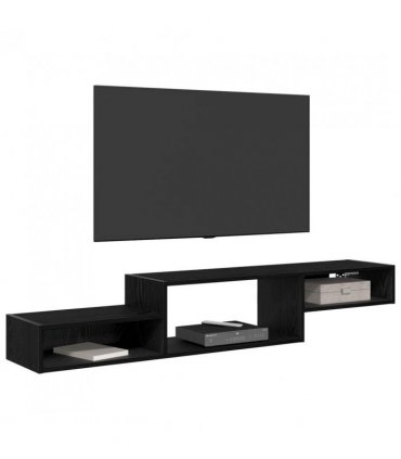 vidaXL Wall-mounted TV Cabinet Wall-Mounted Black Oak 150 x 28 x 26 cm
