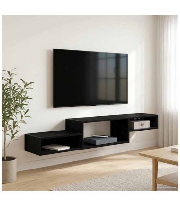 vidaXL Wall-mounted TV Cabinet Wall-Mounted Black Oak 150 x 28 x 26 cm