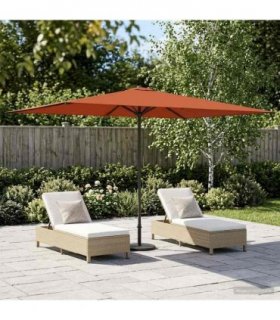 vidaXL Garden Parasol 200 x 300 cm Polyester Rectangular Terracotta — Size: 2 x 3 m, Model: without base