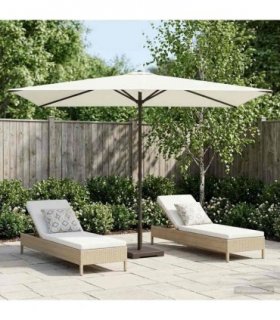 vidaXL Garden Parasol 200 x 300 cm Polyester Rectangular Cream — Size: 2 x 3 m, Model: without base
