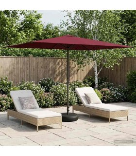 vidaXL Garden Parasol with Base 200 x 300 cm Polyester Rectangular — Colour: Bordeaux red, Size: 2 x 3 m