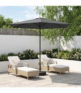 vidaXL Garden Parasol with Base 270 x 270 cm Polyester Rectangular — Colour: Anthracite, Size: 2.7 x 2.7 m