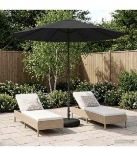 vidaXL Garden Parasol with Base 230 x 230 cm Polyester Rectangular — Colour: Anthracite, Size: 2.3 x 2.3 m