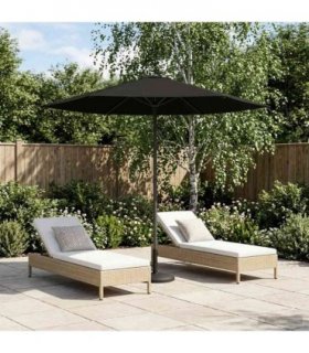 vidaXL Garden Parasol 230 x 230 cm Polyester Rectangular Black — Size: 2.3 x 2.3 m, Model: without base