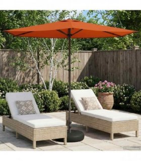 vidaXL Garden Parasol with Base 270 x 270 cm Polyester Rectangular — Colour: Terracotta, Size: 2.7 x 2.7 m