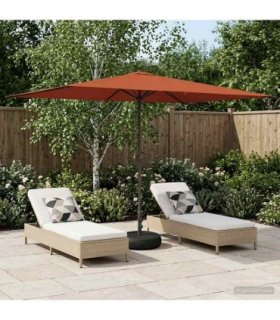 vidaXL Garden Parasol with Base 200 x 300 cm Polyester Rectangular — Colour: Terracotta, Size: 2 x 3 m