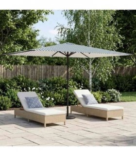vidaXL Garden Parasol 200 x 300 cm Polyester Rectangular — Colour: Blue and white, Size: 2 x 3 m, Model: without base