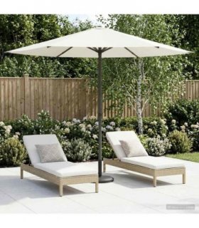vidaXL Garden Parasol 230 x 230 cm Polyester Rectangular Cream — Size: 2.3 x 2.3 m, Model: without base