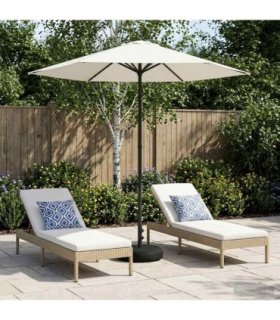 vidaXL Garden Parasol with Base 230 x 230 cm Polyester Rectangular — Colour: Cream, Size: 2.3 x 2.3 m