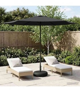 vidaXL Garden Parasol with Base 300 x 300 cm Polyester Rectangular — Colour: Anthracite, Size: 3 x 3 m