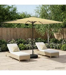vidaXL Garden Parasol with Base 200 x 300 cm Polyester Rectangular — Colour: Yellow and white, Size: 2 x 3 m