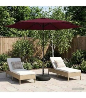 vidaXL Garden Parasol with Base 300 x 300 cm Polyester Rectangular — Colour: Bordeaux red, Size: 3 x 3 m