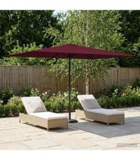 vidaXL Garden Parasol 200 x 300 cm Polyester Rectangular Bordeaux Red — Size: 2 x 3 m, Model: without base