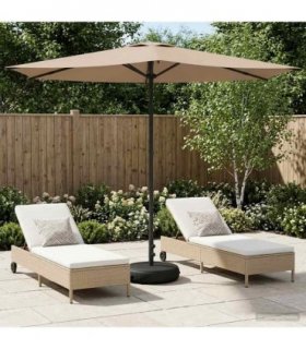 vidaXL Garden Parasol with Base 270 x 270 cm Polyester Rectangular — Colour: Taupe, Size: 2.7 x 2.7 m