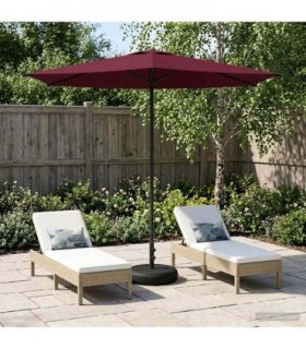 vidaXL Garden Parasol with Base 270 x 270 cm Polyester Rectangular — Colour: Bordeaux red, Size: 2.7 x 2.7 m