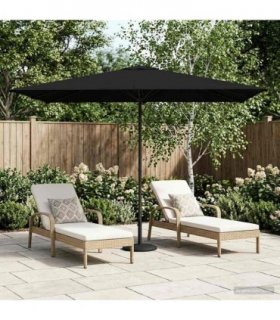 vidaXL Garden Parasol 200 x 300 cm Polyester Rectangular Black — Size: 2 x 3 m, Model: without base