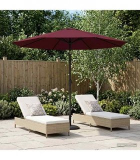 vidaXL Garden Parasol 230 x 230 cm Polyester Rectangular Bordeaux Red — Size: 2.3 x 2.3 m, Model: without base