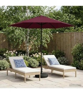 vidaXL Garden Parasol with Base 230 x 230 cm Polyester Rectangular — Colour: Bordeaux red, Size: 2.3 x 2.3 m