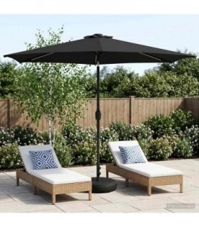 vidaXL Garden Parasol with LED Lights and Base 300 x 300 cm Polyester — Colour: Anthracite, Size: 3 x 3 m