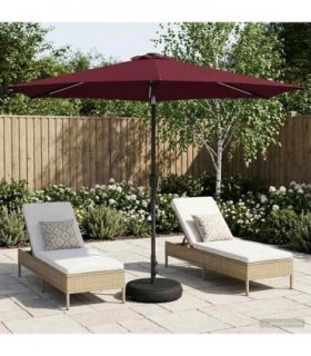 vidaXL Garden Parasol with LED Lights and Base 300 x 300 cm Polyester — Colour: Bordeaux red, Size: 3 x 3 m