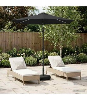 vidaXL Garden Parasol with LED Lights and Base 230 x 230 cm Polyester — Colour: Anthracite, Size: 2.3 x 2.3 m