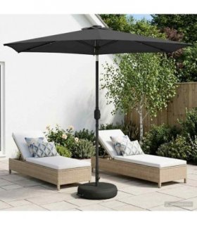 vidaXL Garden Parasol with LED Lights and Base 270 x 270 cm Polyester — Colour: Anthracite, Size: 2.7 x 2.7 m