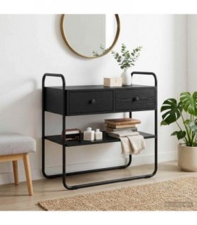 vidaXL Console Table Black Oak 100 x 40 x 75 cm Engineered Wood — V0672204030