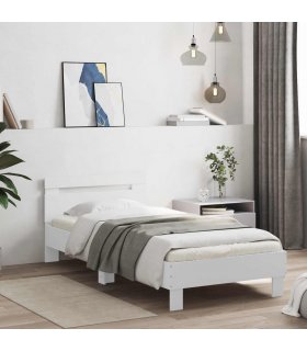 vidaXL Bed Frame with Headboard White 80 x 200 cm Engineered Wood — V0672204204