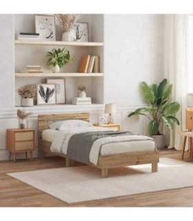vidaXL Bed Frame with LED Artisian Oak 80 x 200 cm Engineered Wood — Colour: Artisan oak — V0672204231