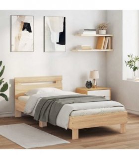vidaXL Bed Frame with LED Sonoma Oak 80 x 200 cm Engineered Wood — V0672204232