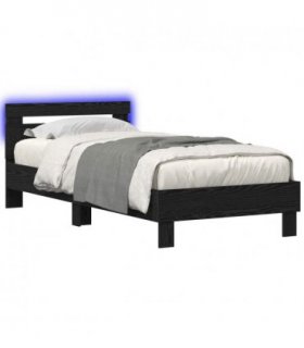vidaXL Bed Frame with LED Black Oak 80 x 200 cm Engineered Wood — V0672204238