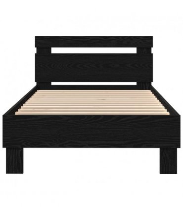 vidaXL Bed Frame with LED Black Oak 80 x 200 cm Engineered Wood — V0672204238
