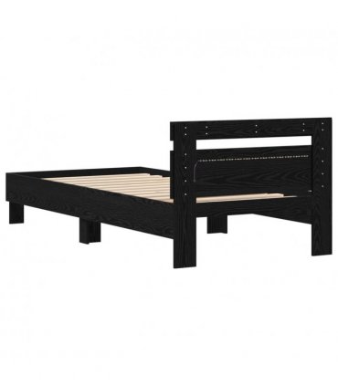 vidaXL Bed Frame with LED Black Oak 80 x 200 cm Engineered Wood — V0672204238