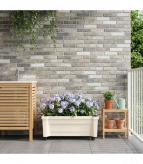 vidaXL Calypso Planter with Wheels White 79 x 35 x 33 cm PP