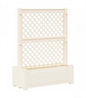 vidaXL Big Planter with Trellis White 99.5 x 43 x 133.5 PP