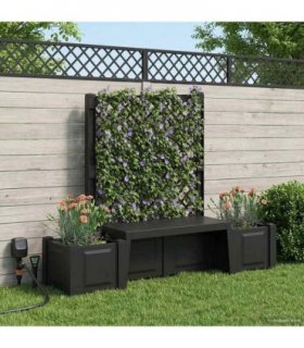 vidaXL Garden Bench Kopenhagen Anthracite 173 x 49 x 135.5 cm PP