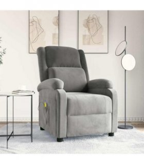 vidaXL Massage Chair Light Grey Velvet