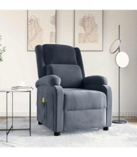 vidaXL Massage Chair Dark Grey Velvet