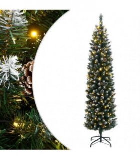 vidaXL Artificial Slim Christmas Tree 300 LEDs 180 cm — Model: with leds — V0672217909