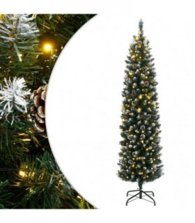 vidaXL Artificial Slim Christmas Tree 300 LEDs 210 cm — Model: with leds — V0672217910