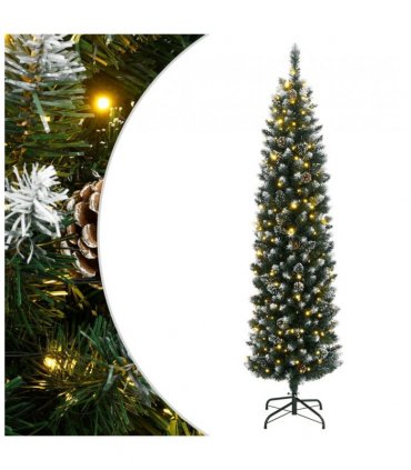 vidaXL Artificial Slim Christmas Tree 300 LEDs 240 cm — Model: with leds