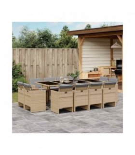 vidaXL Garden Dining Set | Mix beige, black, light grey | PE rattan | 42 sqft