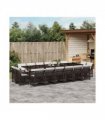 vidaXL 17 Piece Garden Dining Set with Cushions Brown Poly Rattan
