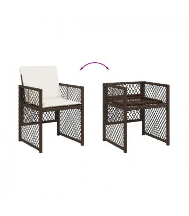 vidaXL 17 Piece Garden Dining Set with Cushions Brown Poly Rattan