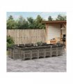 vidaXL 17 Piece Garden Dining Set with Cushions Grey Poly Rattan — V0672218435