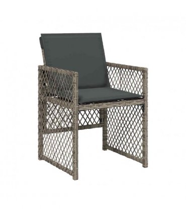 vidaXL 17 Piece Garden Dining Set with Cushions Grey Poly Rattan — V0672218435