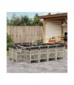 vidaXL 13 Piece Garden Dining Set with Cushions Light Grey Poly Rattan — V0672218436