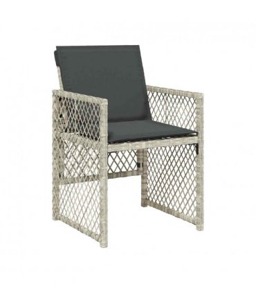vidaXL 13 Piece Garden Dining Set with Cushions Light Grey Poly Rattan — V0672218436